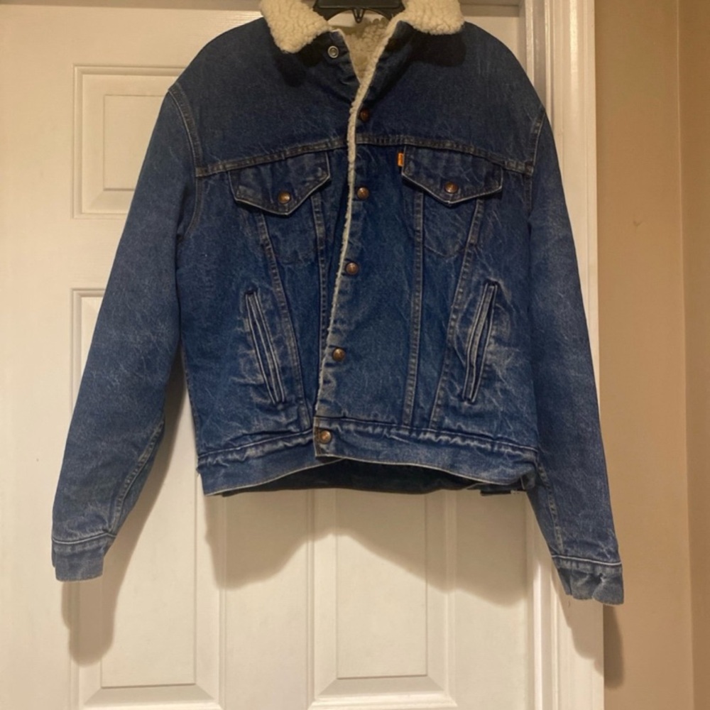 Vintage Insulated Orange Tab Levi’s Denim Jacket Size 46(See Measurements)